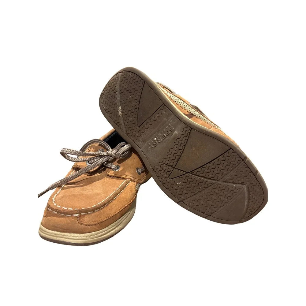 Sperry Top-Sider Lanyard Boys Tan Leather Boat Shoes Loafers YB46122A Size 2M